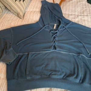 Free people movement blue hoodie
